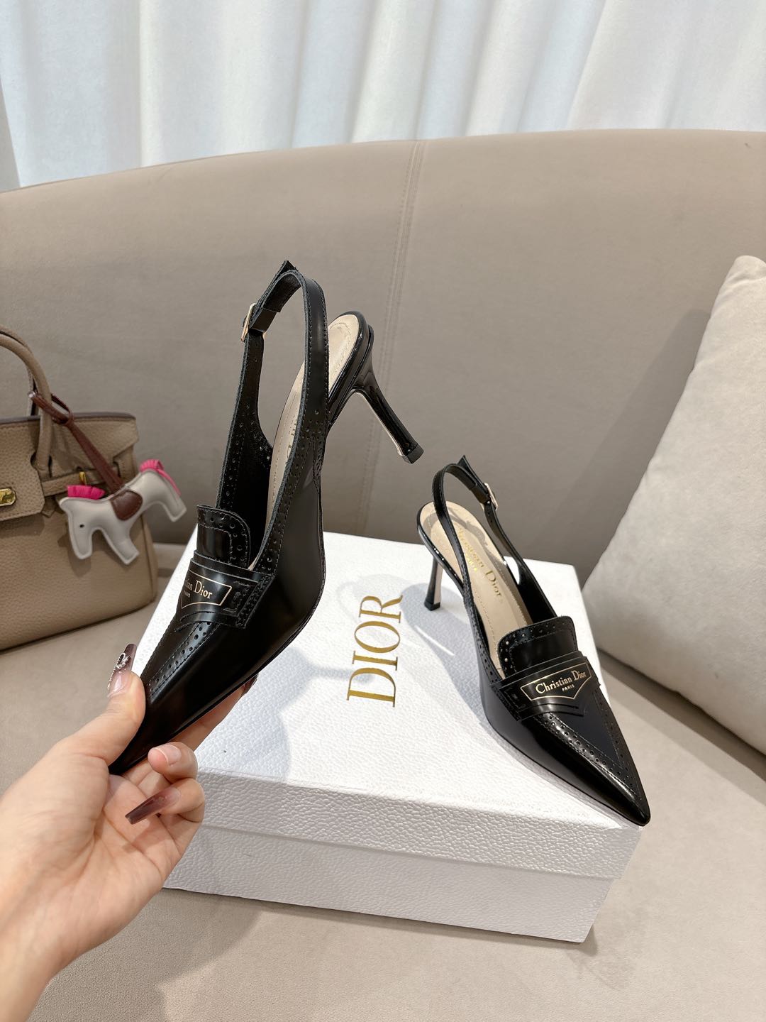 BOY SLINGBACK PUMP 35 MM IN BLACK CALFSKIN