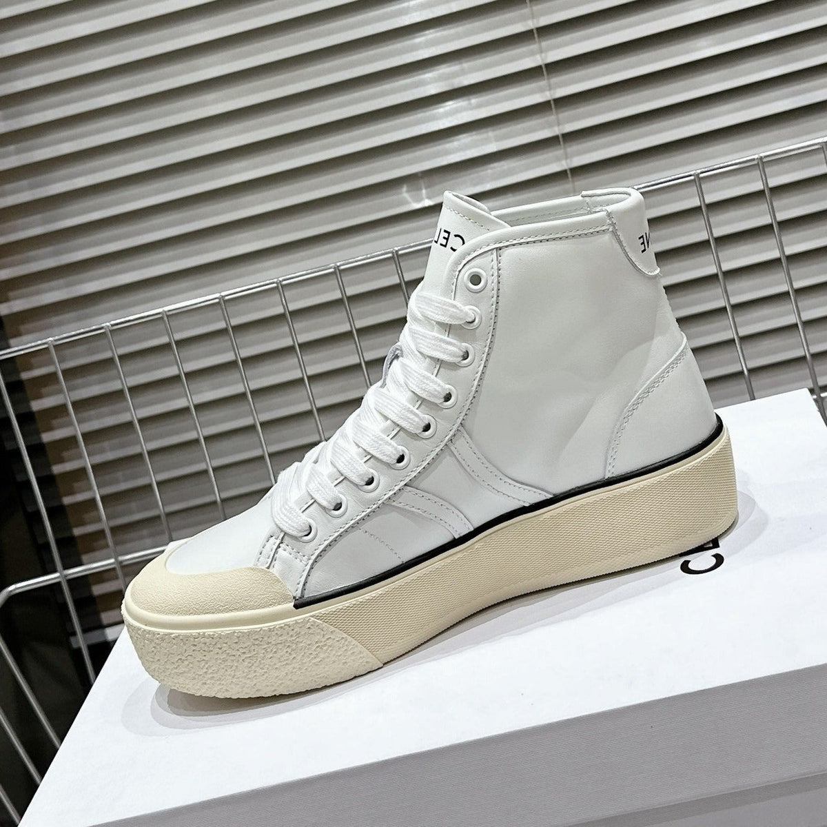 MID LOW LACE-UP ALAN SNEAKERS WITH TRIOMPHE PATCH IN CALFSKIN OPTIC WHITE