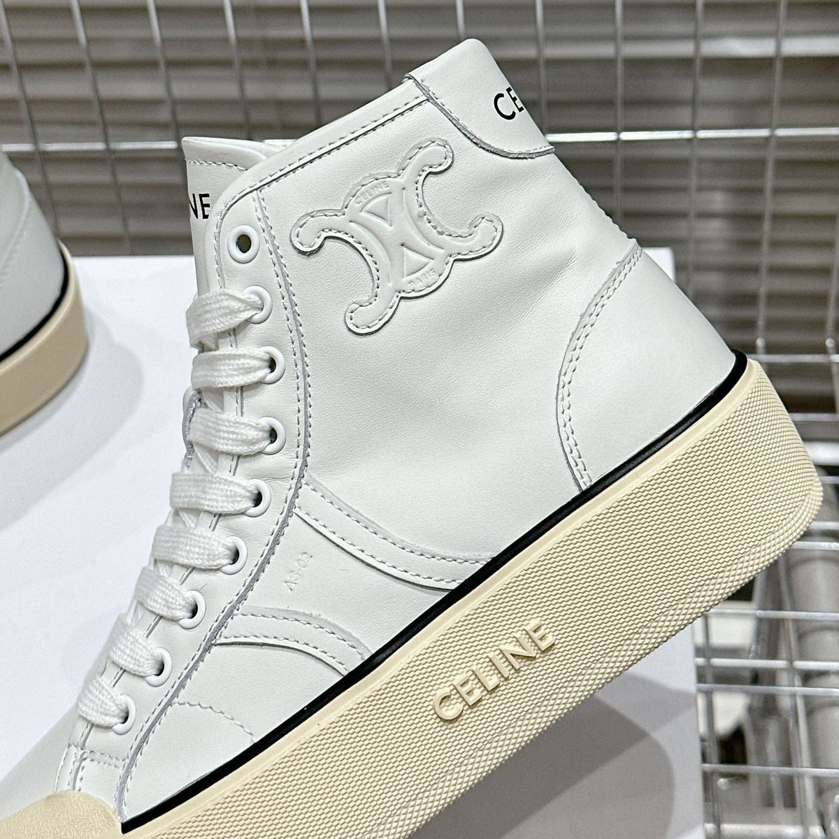 MID LOW LACE-UP ALAN SNEAKERS WITH TRIOMPHE PATCH IN CALFSKIN OPTIC WHITE