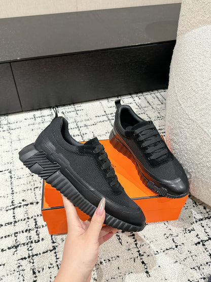 BOUNCING SNEAKER IN BLACK CALFSKIN AND FABRIC
