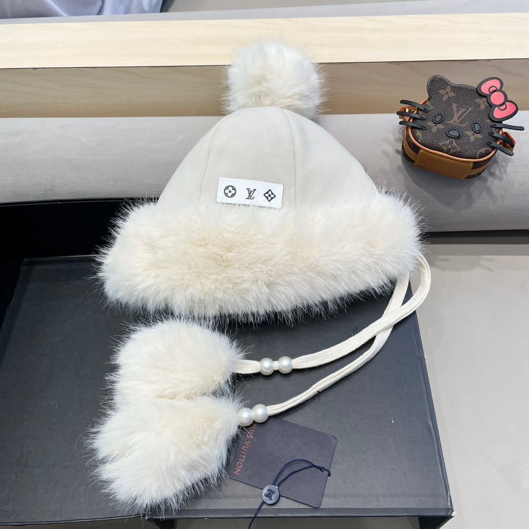 BEANIE HAT IN WHITE WOOL AND COTTON 419746