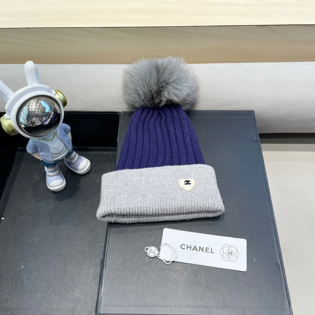 BEANIE HAT IN BERRY BLUE MIX LIGHT GRAY WOOL 421052