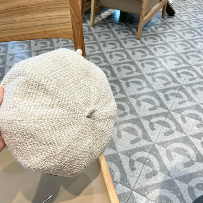 BERET HAT IN WHITE WOOL TWEED 430010