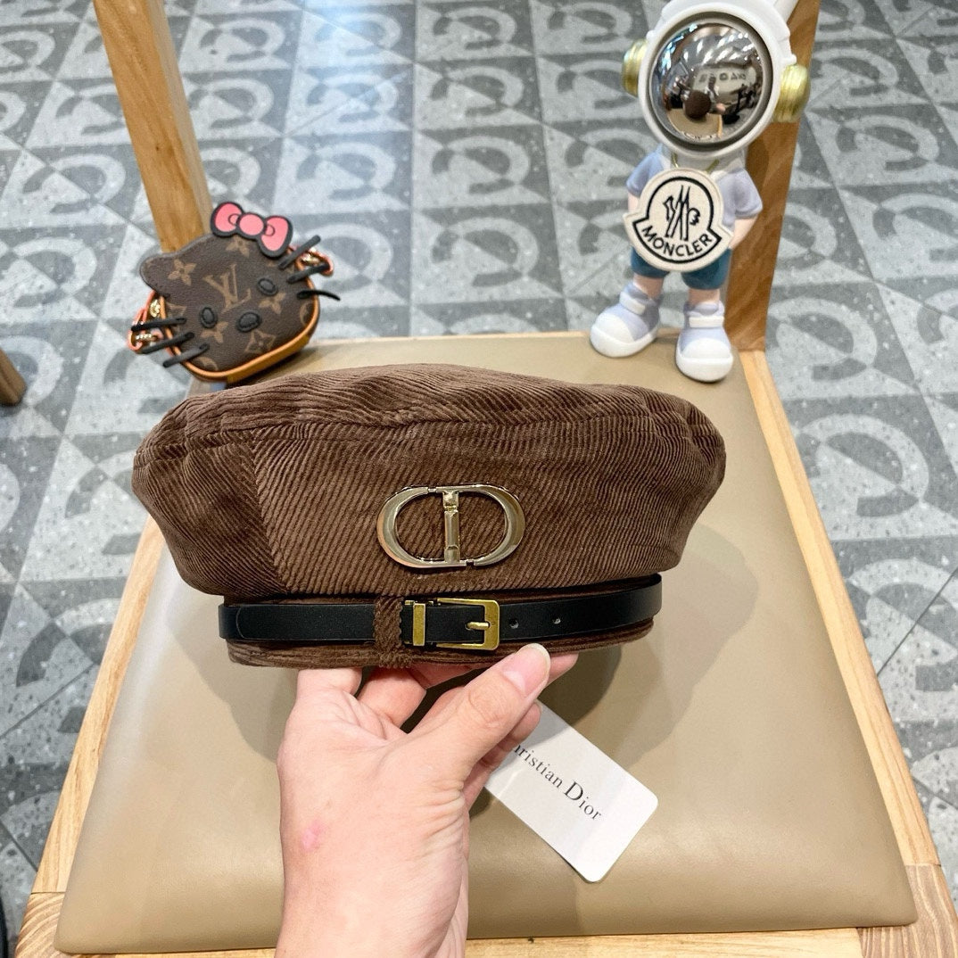 BERET HAT IN BROWN VELVET 430043