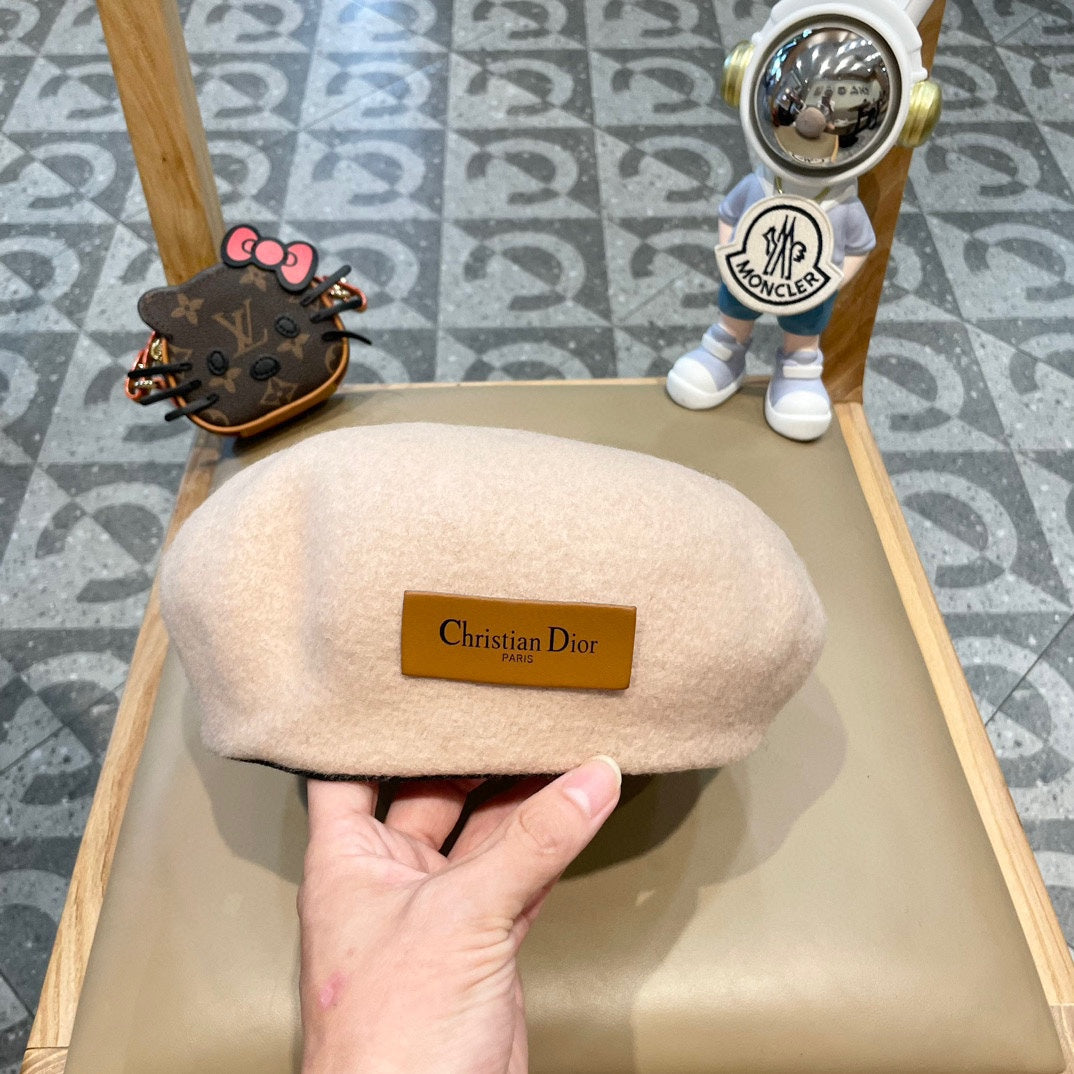 AUSTRALIAN BERET HAT IN LINEN BEIGE WOOL FELT 431715