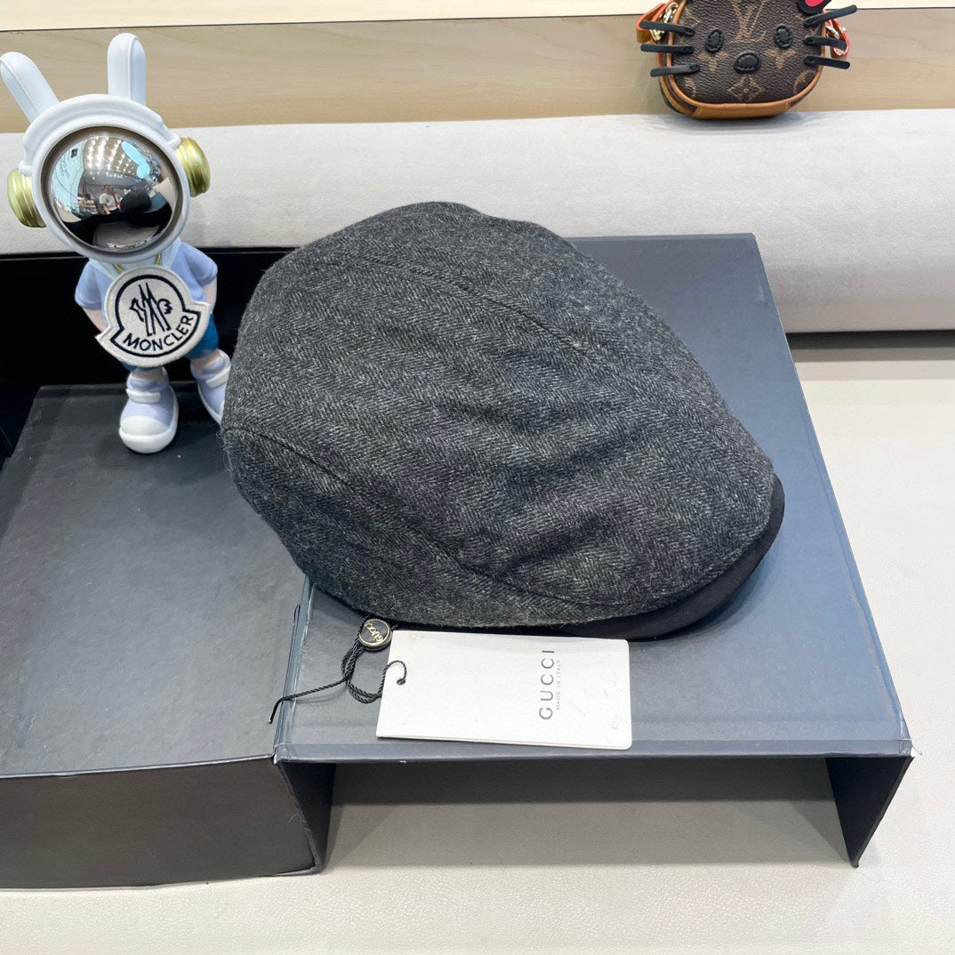 BERET RETRO HAT IN MOUSE GRAY CASHMERE 431370