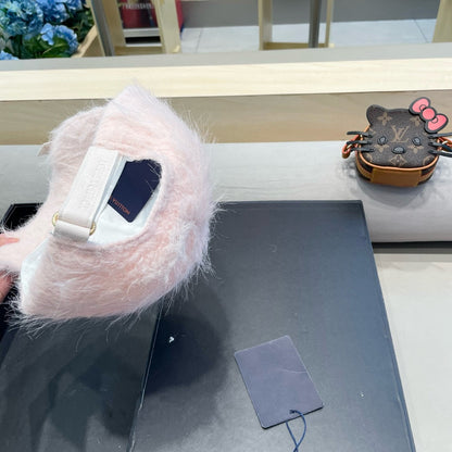BASEBALL CAP IN PASTEL PINK RABBIT FUR 434934