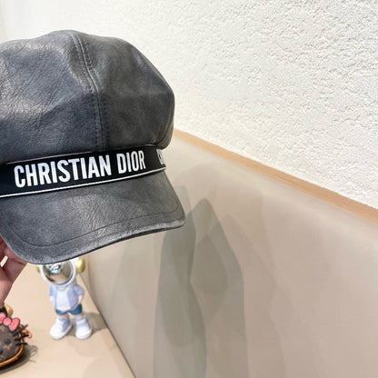 BAKER BOY HAT IN DARK GRAY LEATHER 436764