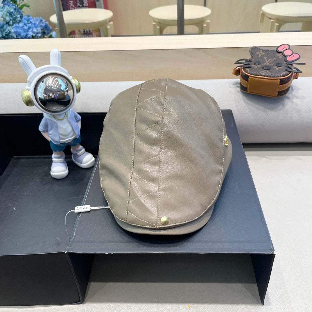 BAKER BOY HAT IN GRAYISH BROWN LEATHER 436767