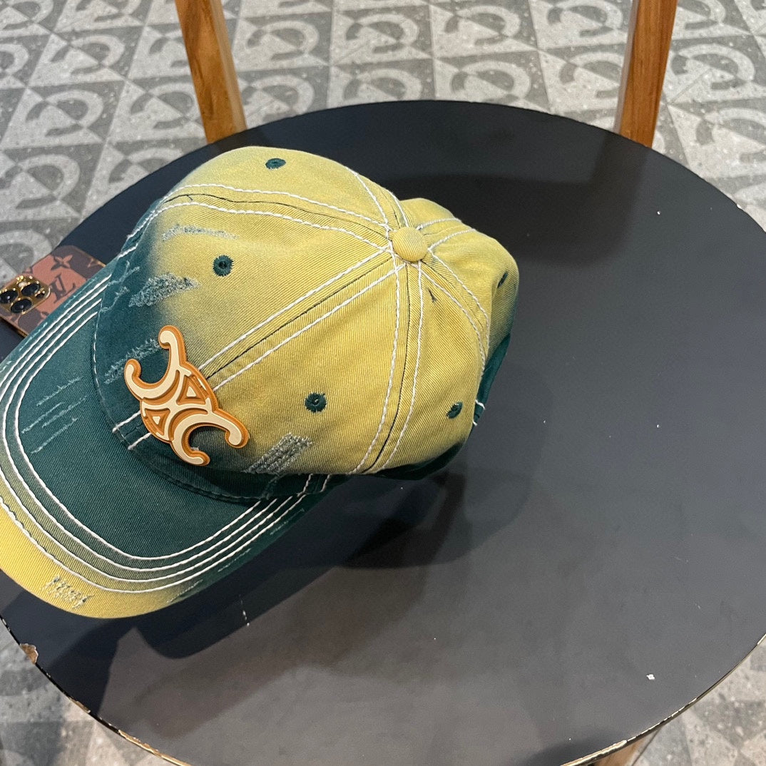 BASEBALL CAP MODEL 650509 IN YELLOW GREEN OMBRE COTTON