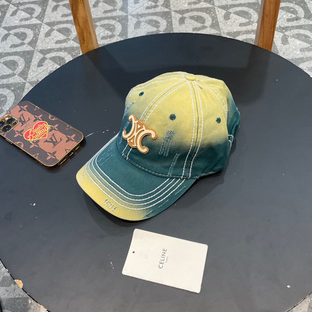 BASEBALL CAP MODEL 650509 IN YELLOW GREEN OMBRE COTTON