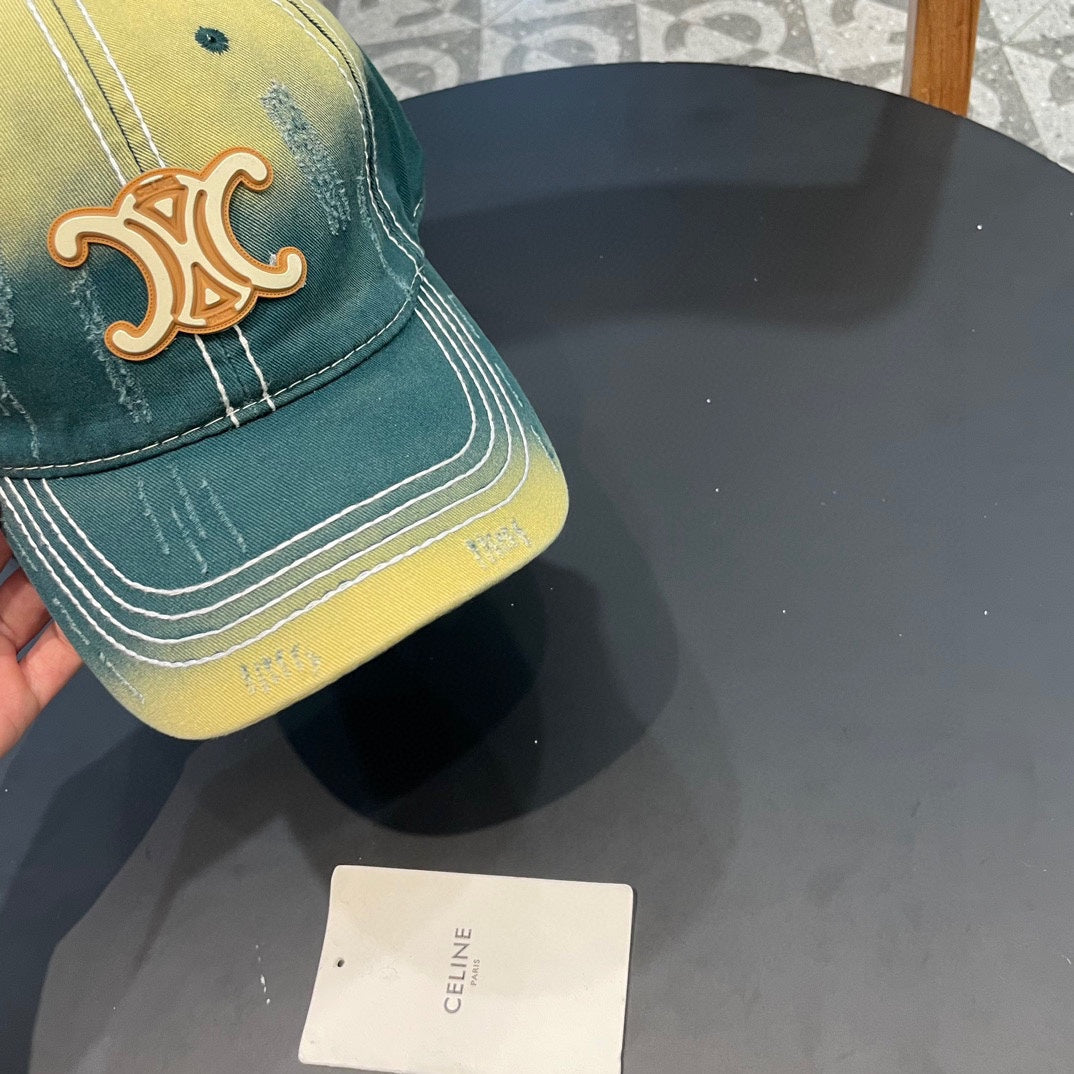 BASEBALL CAP MODEL 650509 IN YELLOW GREEN OMBRE COTTON