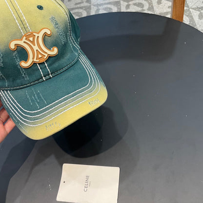 BASEBALL CAP MODEL 650509 IN YELLOW GREEN OMBRE COTTON