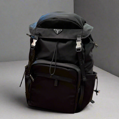 BUCKLE BACKPACK 51 IN BLACK RE-NYLON MIX CALFSKIN