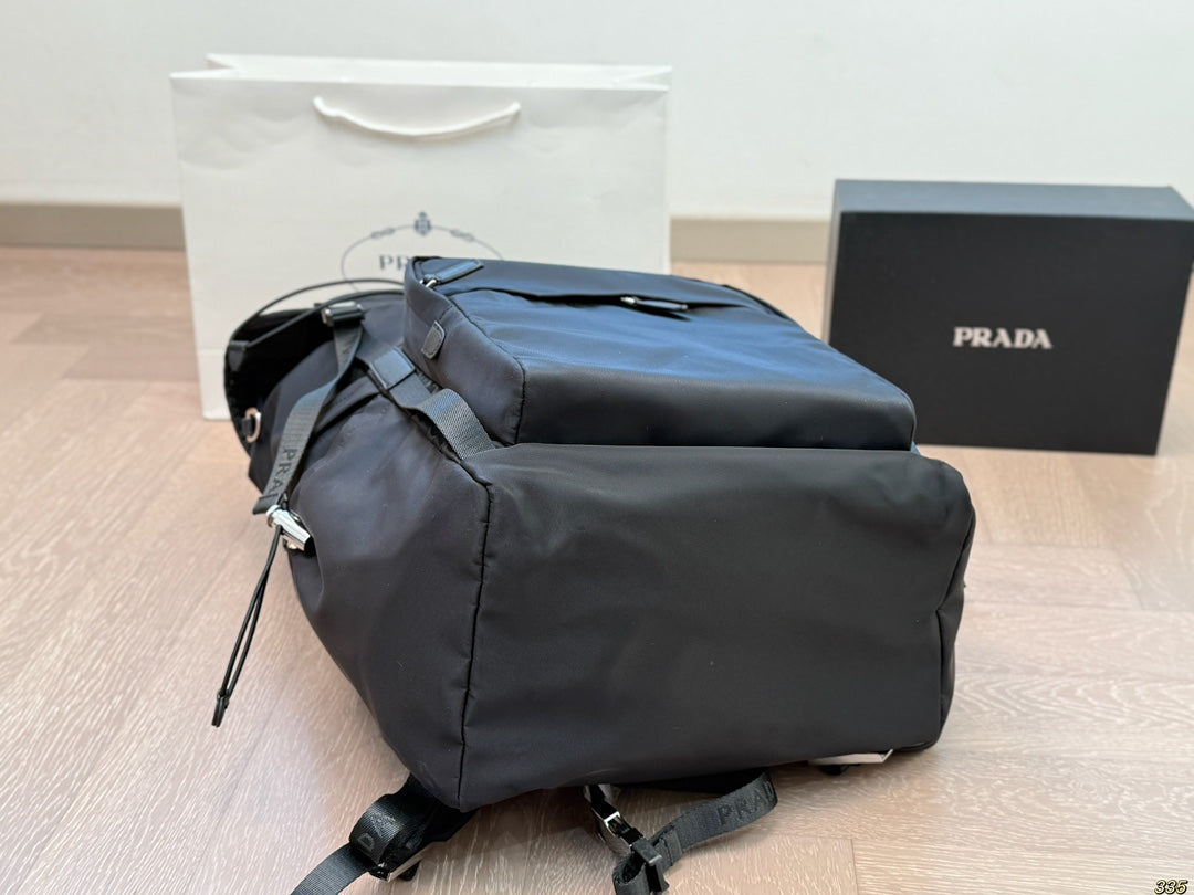 BUCKLE BACKPACK 51 IN BLACK RE-NYLON MIX CALFSKIN