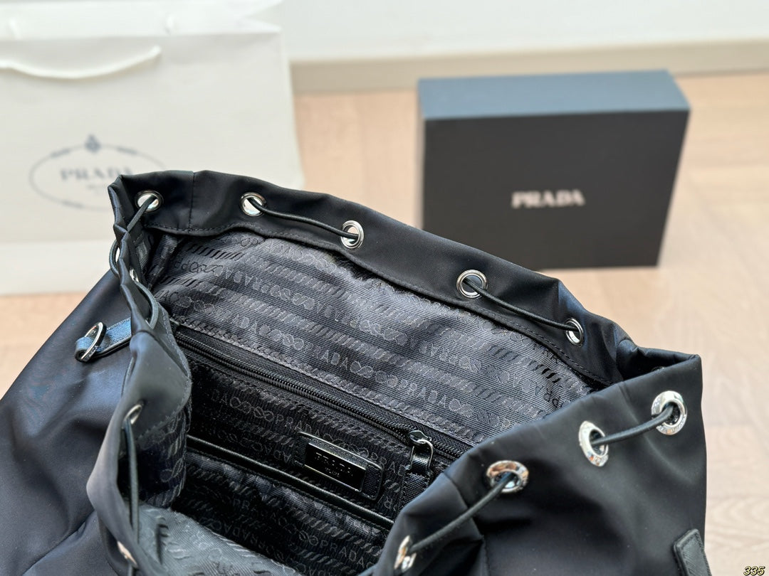 BUCKLE BACKPACK 51 IN BLACK RE-NYLON MIX CALFSKIN