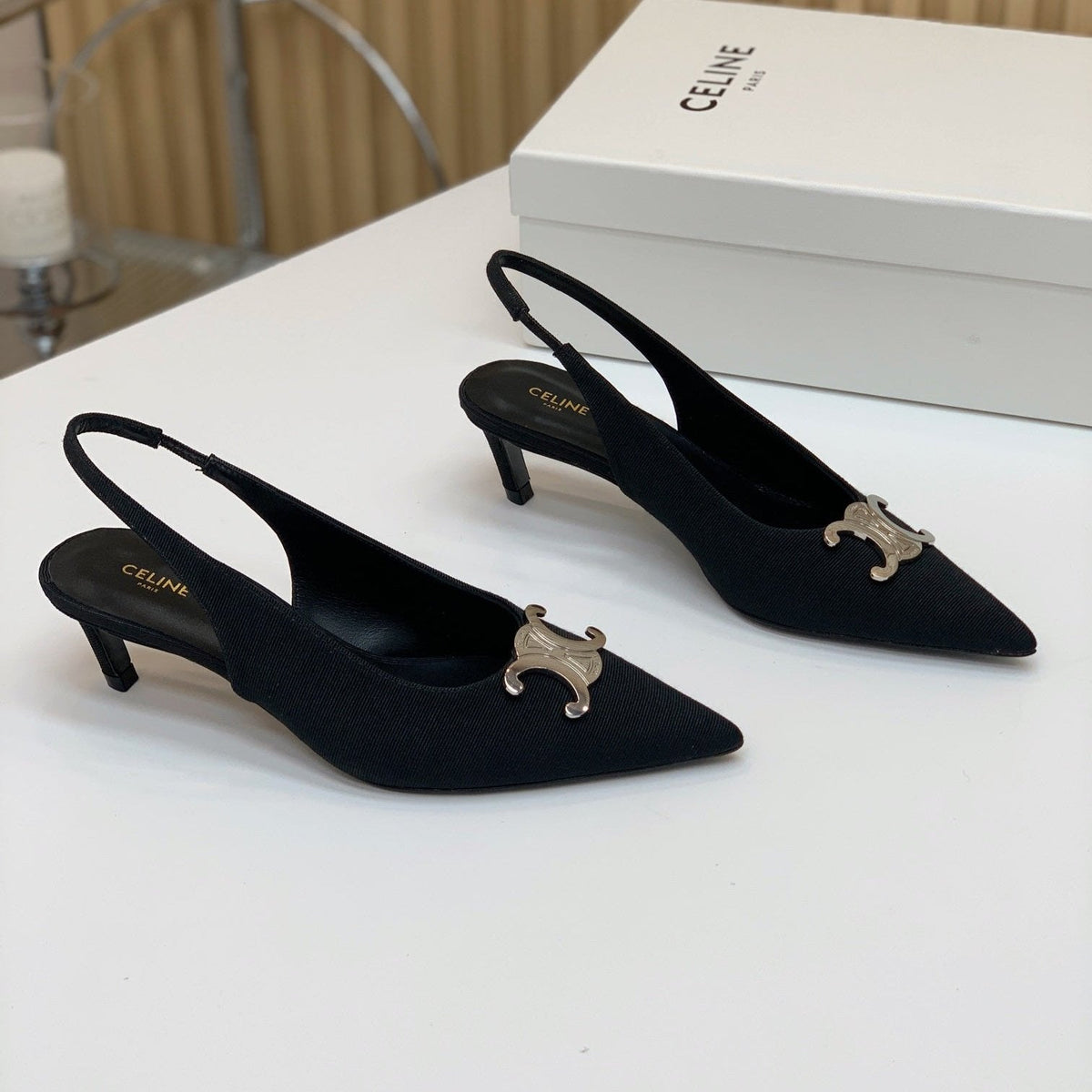 ALMA TRIOMPHE SLINGBACK IN BLACK SUEDE