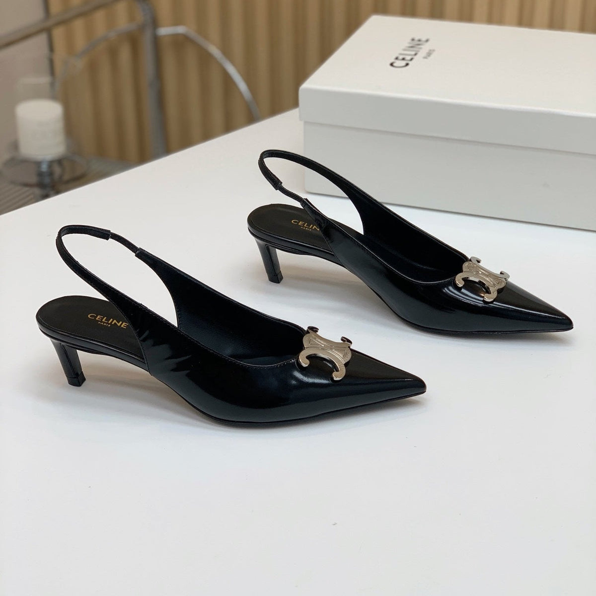 ALMA TRIOMPHE SLINGBACK IN BLACK PATENT CALFSKIN