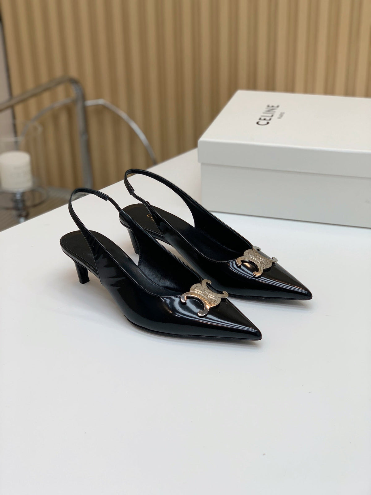 ALMA TRIOMPHE SLINGBACK IN BLACK PATENT CALFSKIN