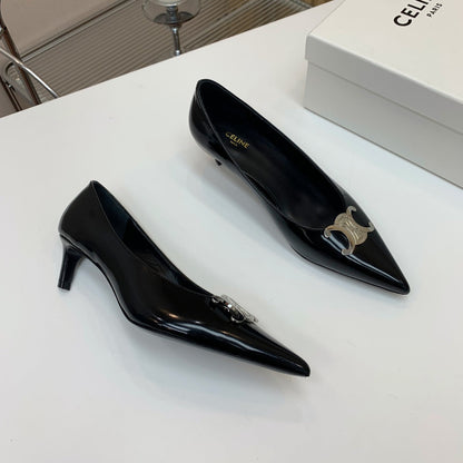 MEDIUM-HEELED 50MM PUMP IN BLACK CALFSKIN