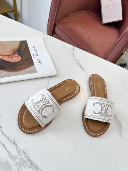 LYMPIA MULE WHITE CANVAS