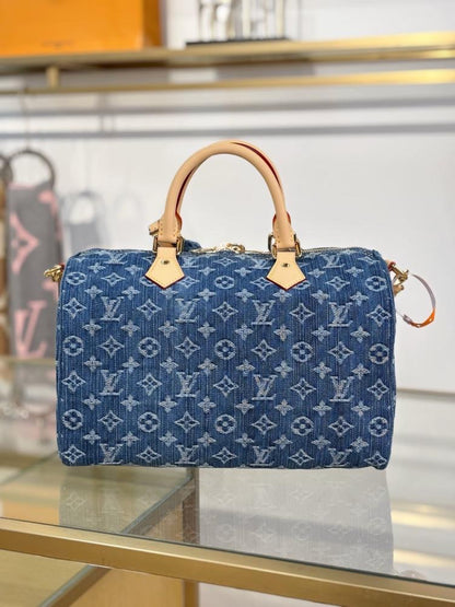 Louis Vuitton Monogram Denim Speedy Soft 30 bag