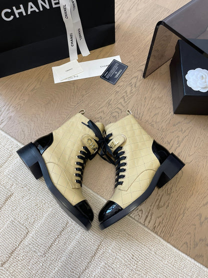 ALPHABET MARTIN BOOTS IN FLAX YELLOW LAMBSKIN