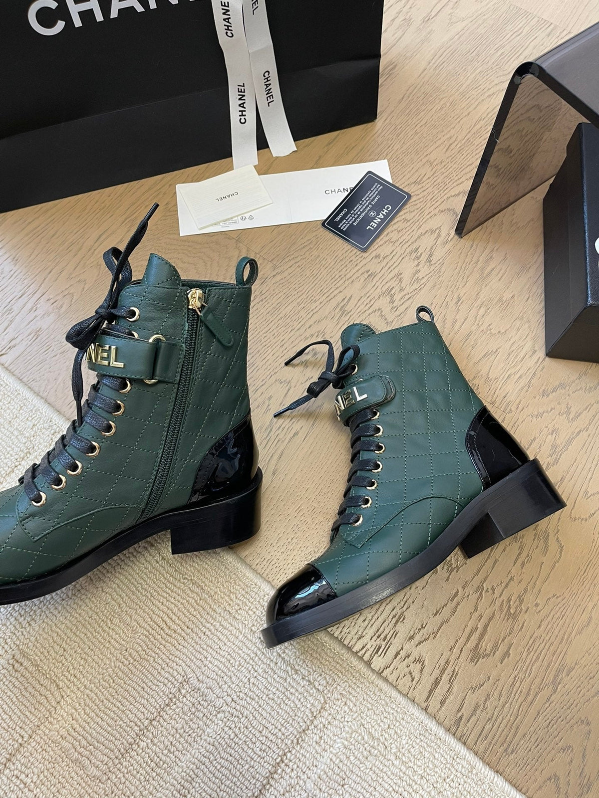 ALPHABET MARTIN BOOTS IN FOREST GREEN LAMBSKIN