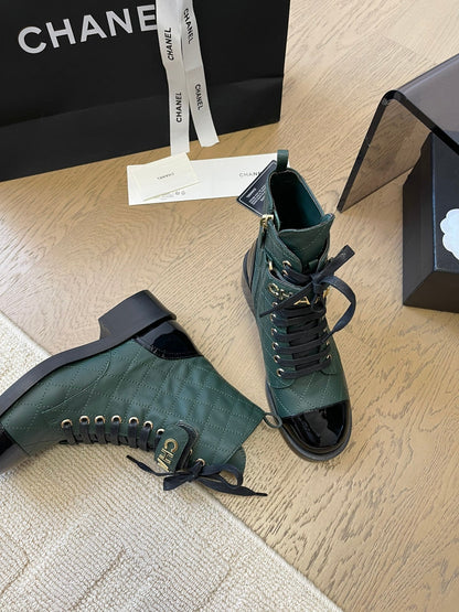 ALPHABET MARTIN BOOTS IN FOREST GREEN LAMBSKIN
