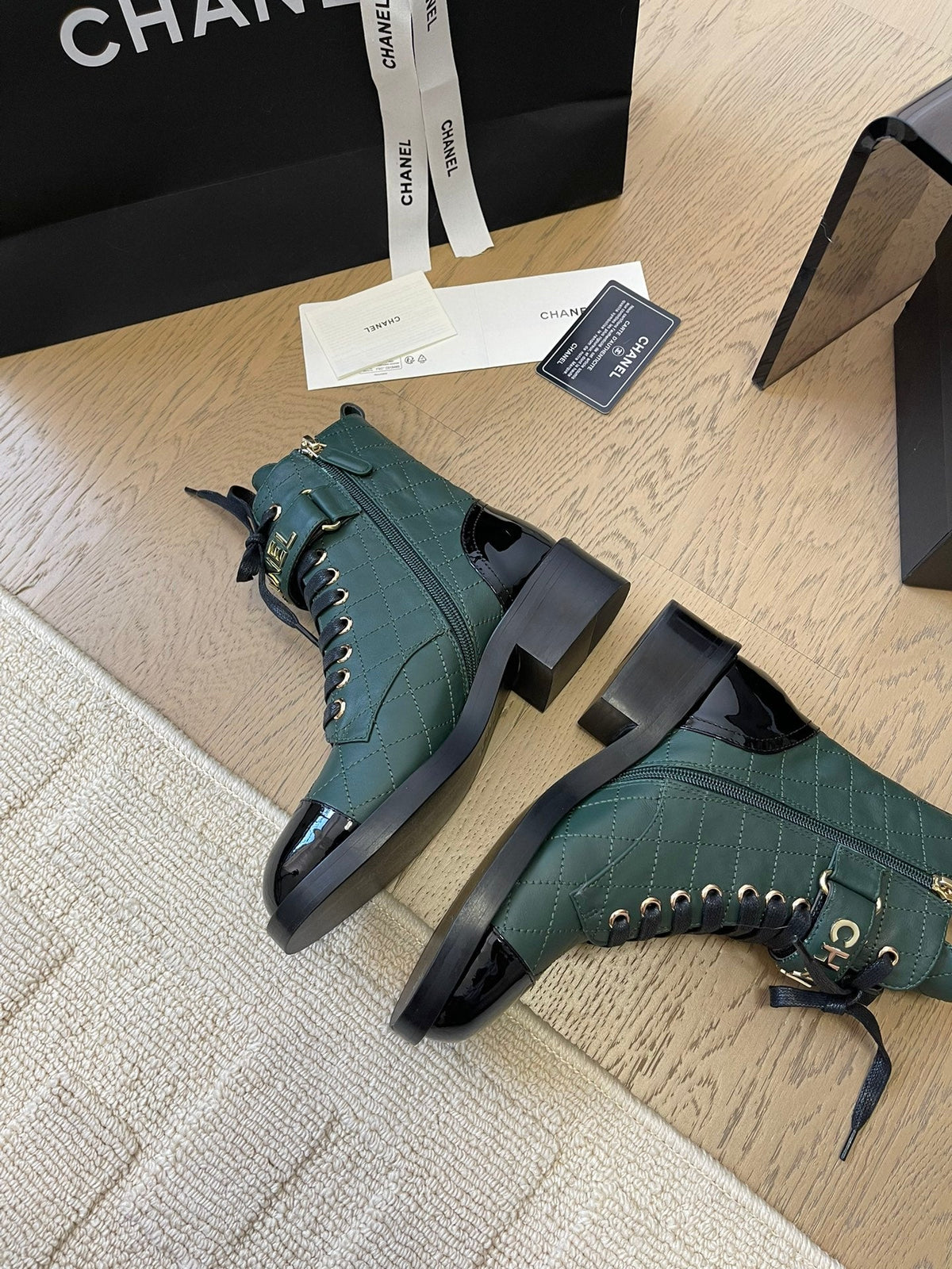 ALPHABET MARTIN BOOTS IN FOREST GREEN LAMBSKIN