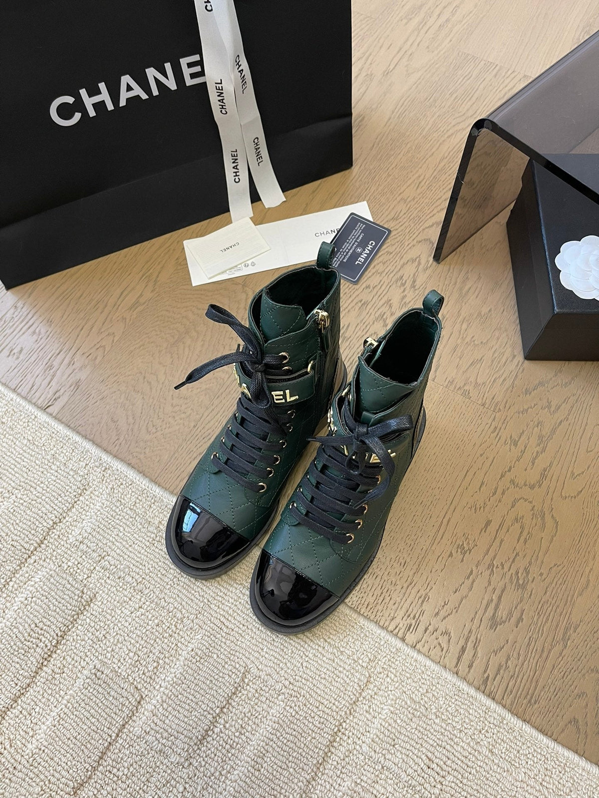 ALPHABET MARTIN BOOTS IN FOREST GREEN LAMBSKIN