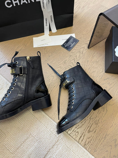 ALPHABET MARTIN BOOTS IN BLACK LAMBSKIN