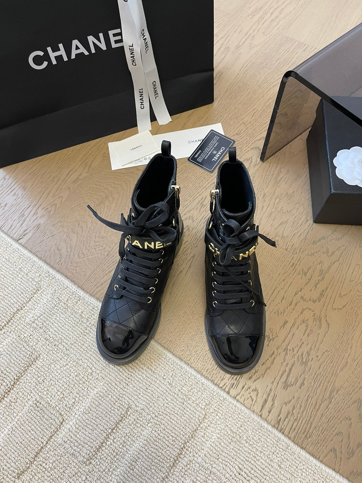ALPHABET MARTIN BOOTS IN BLACK LAMBSKIN