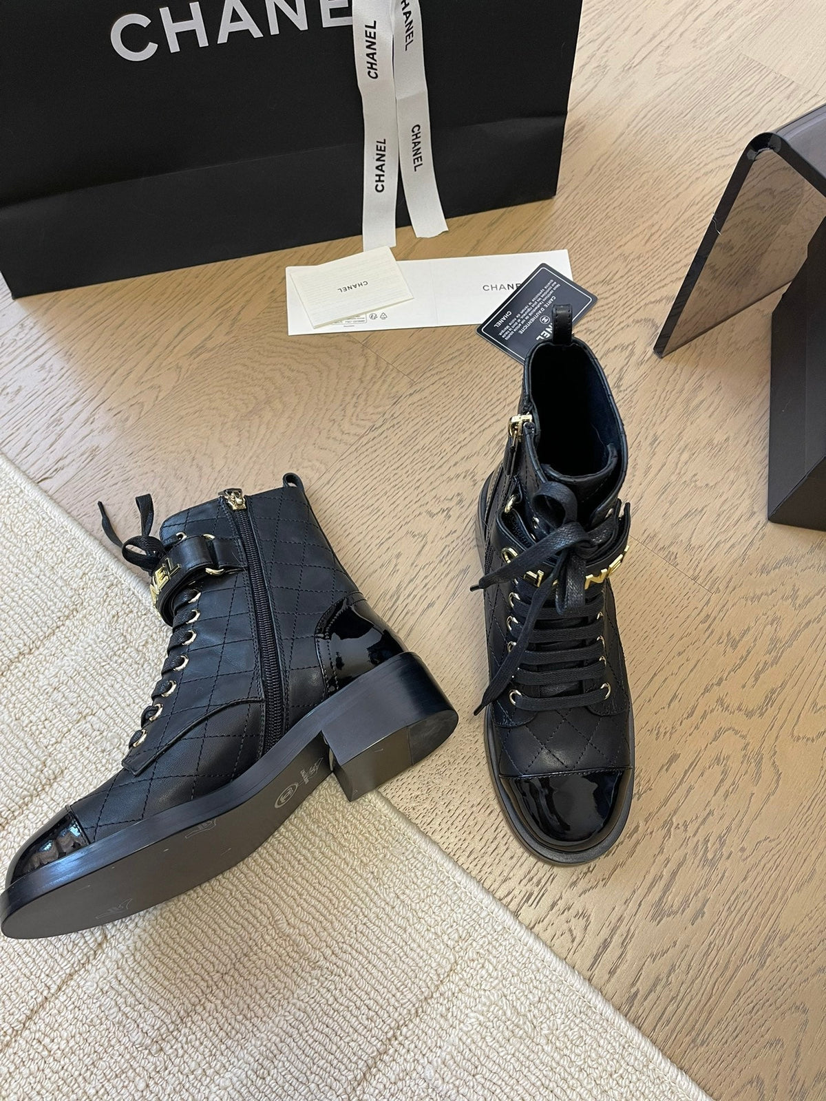 ALPHABET MARTIN BOOTS IN BLACK LAMBSKIN