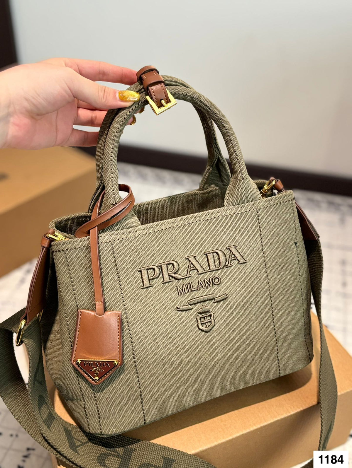 CANAPA TOTE BAG 26 IN OLIVE GREEN DENIM