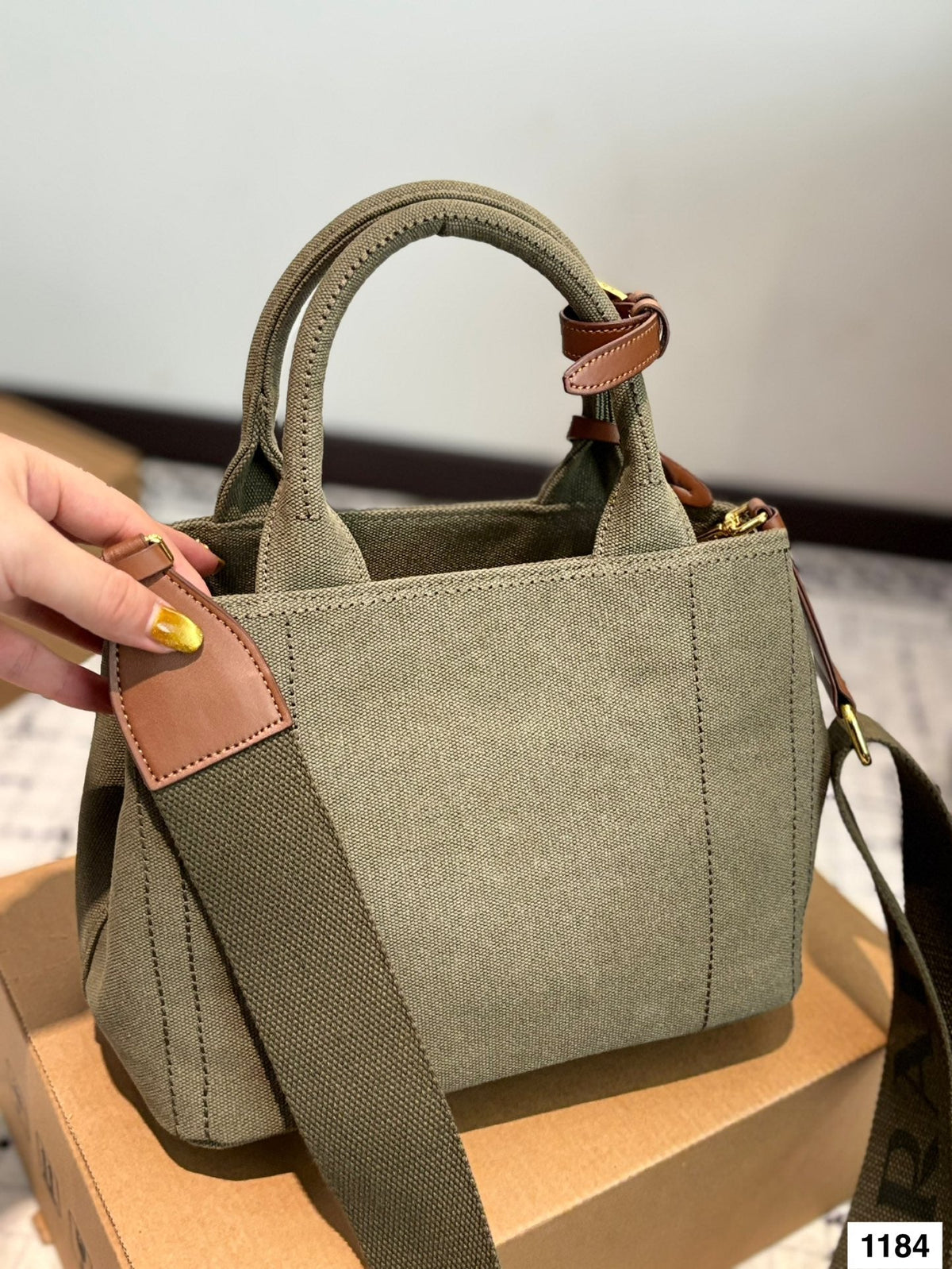 CANAPA TOTE BAG 26 IN OLIVE GREEN DENIM