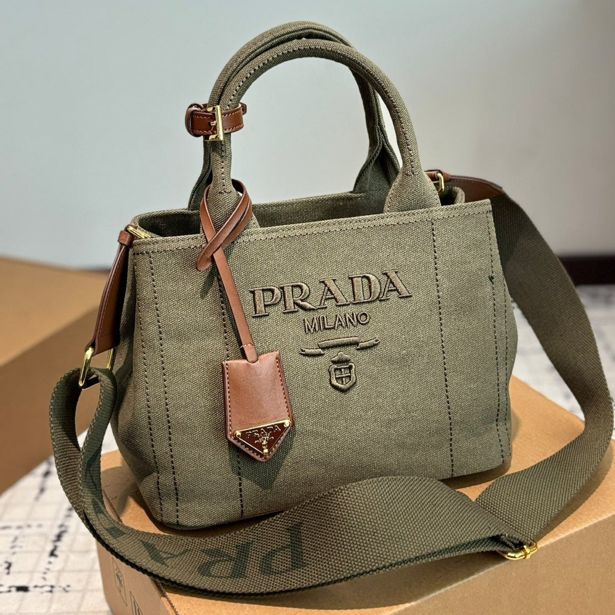 CANAPA TOTE BAG 26 IN OLIVE GREEN DENIM