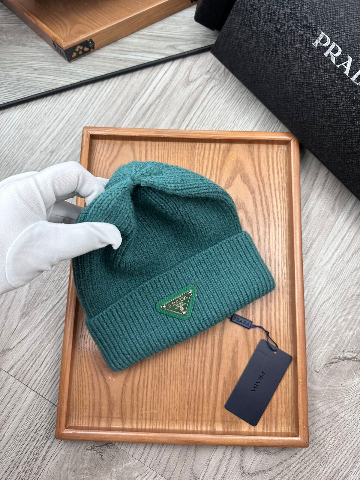BEANIE HAT IN TEAL GREEN WOOL 332392