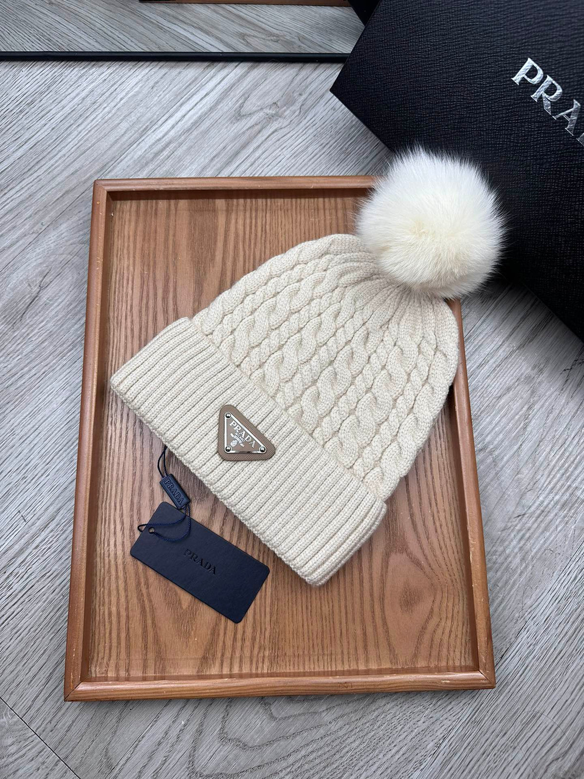 BEANIE HAT IN PARCHMENT BEIGE WOOL 352377