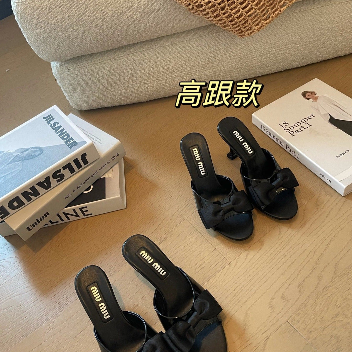 Black High - Heels With Black Bow Calfskin