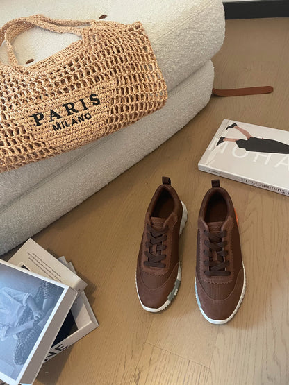 BOUNCING SNEAKERS BROWN CALFSKIN WITH BROWN LACES
