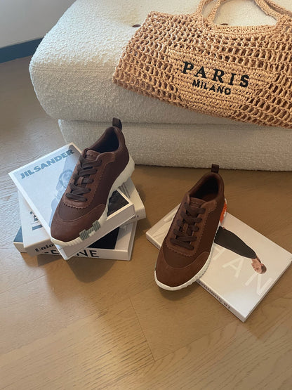 BOUNCING SNEAKERS BROWN CALFSKIN WITH BROWN LACES