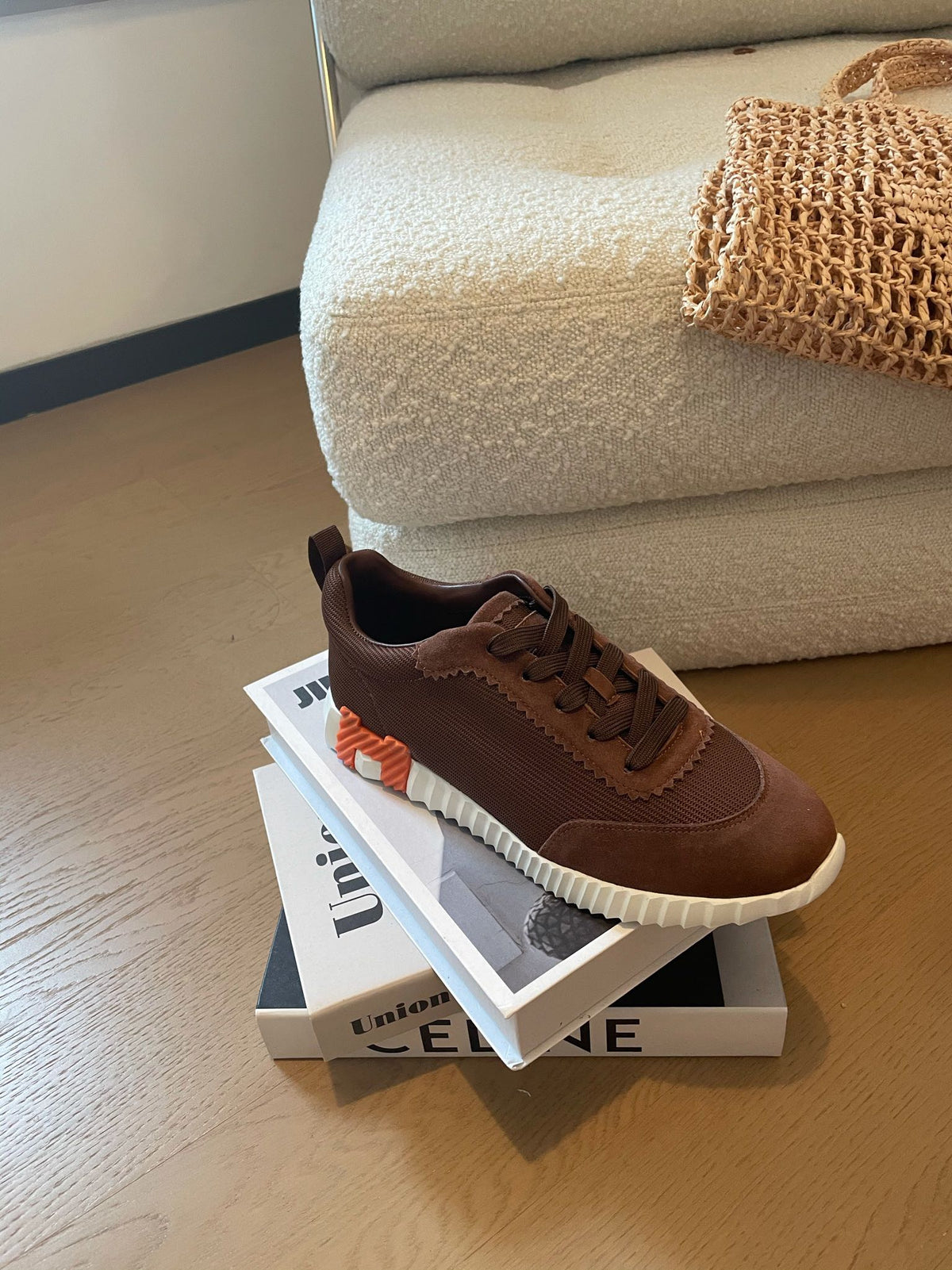 BOUNCING SNEAKERS BROWN CALFSKIN WITH BROWN LACES