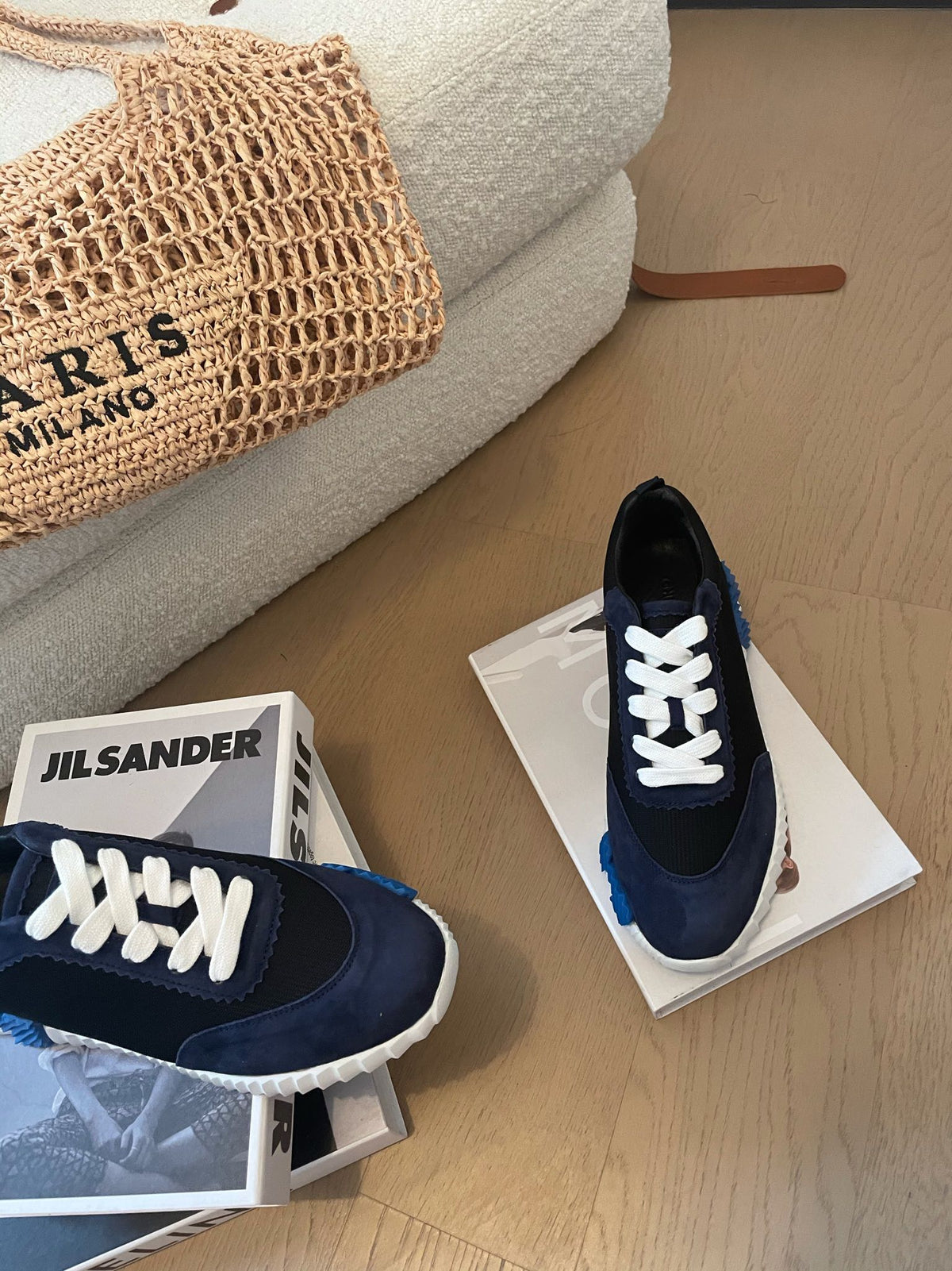 BOUNCING SNEAKERS BLACK MIX CHARCOAL BLUE CALFSKIN