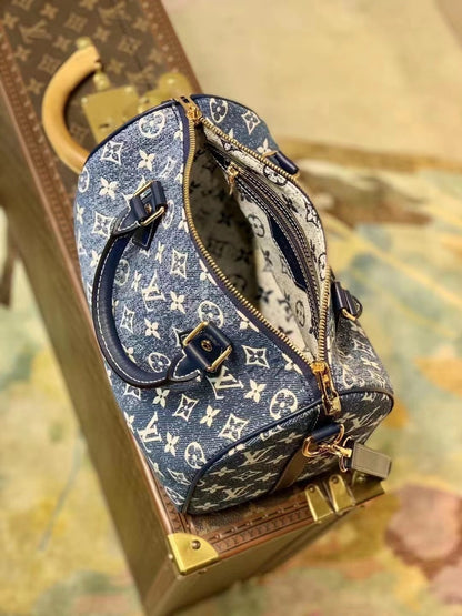 Louis Vuitton Blue Monogram Denim Jacquard Speedy 25