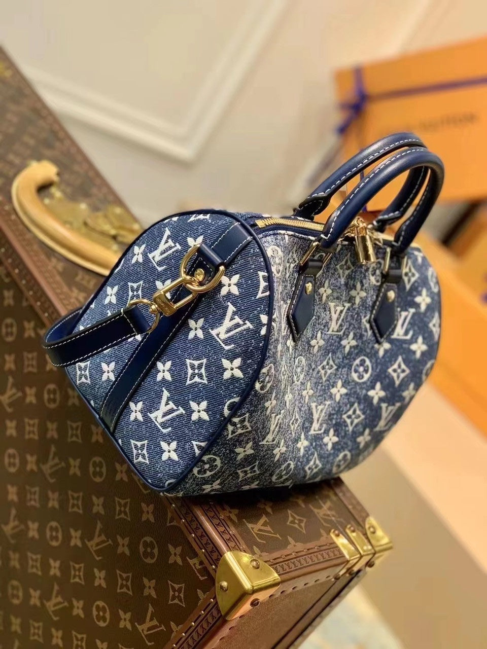 Louis Vuitton Blue Monogram Denim Jacquard Speedy 25