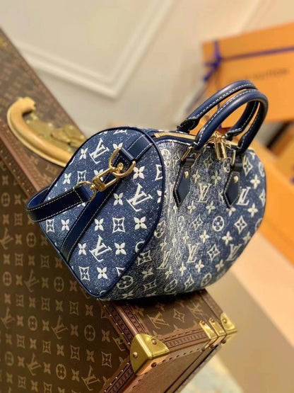 Louis Vuitton Blue Monogram Denim Jacquard Speedy 25