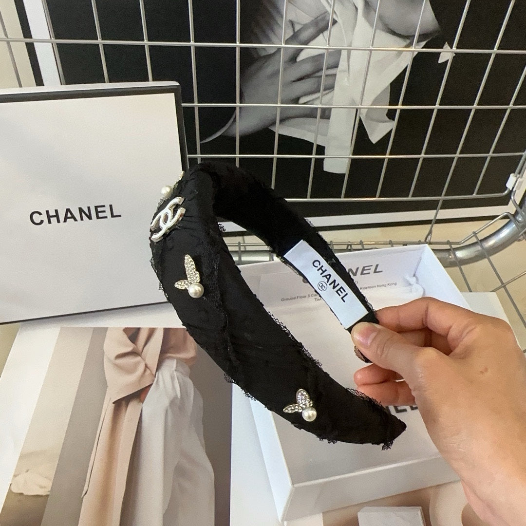 BLACK VOILE AND FABRIC HAIRBAND WITH STICKER 410872