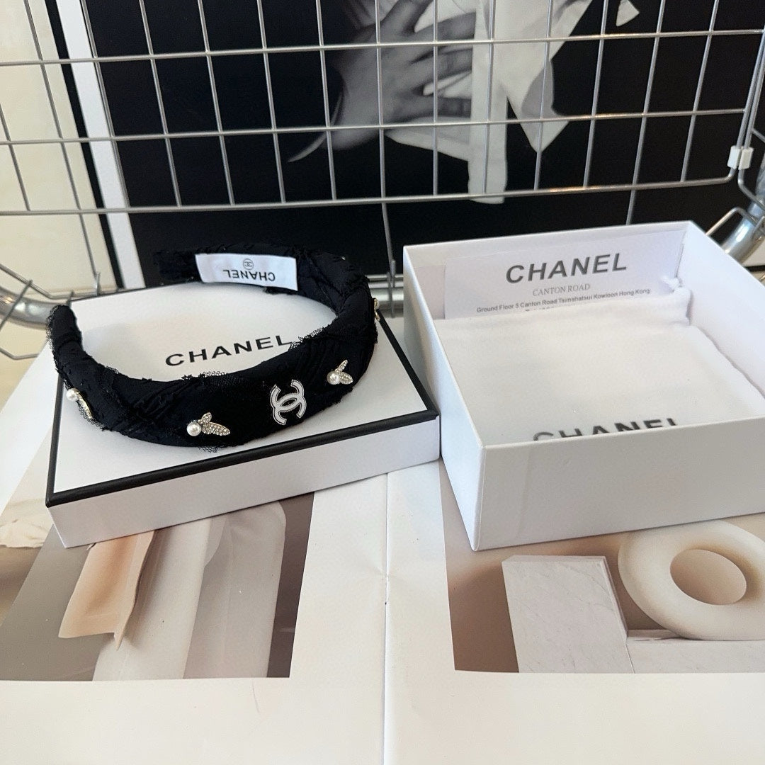 BLACK VOILE AND FABRIC HAIRBAND WITH STICKER 410872