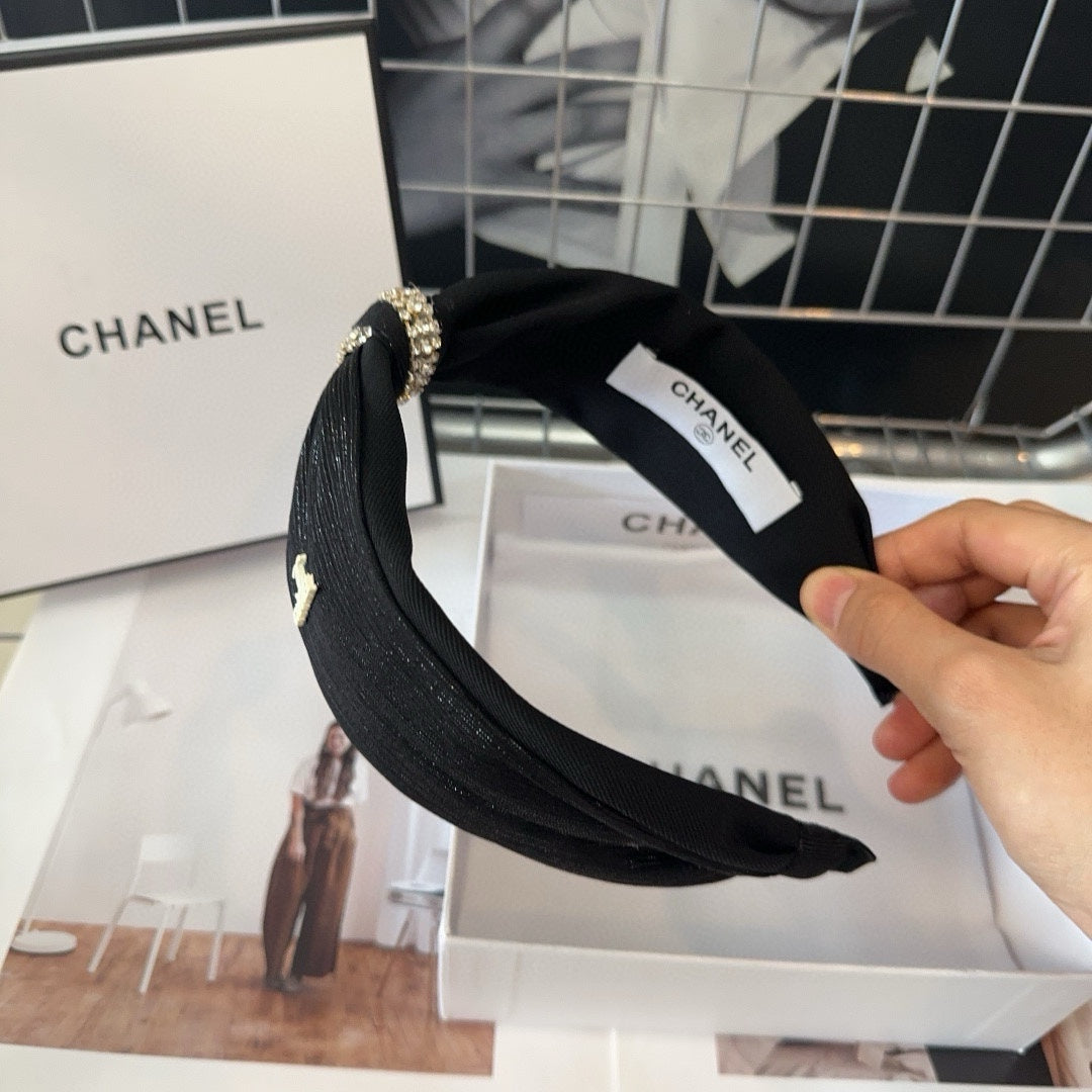 BLACK SILK AND FABRIC HAIRBAND 410877